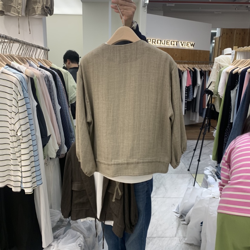 MADEMOISELL韓國東大門代購女士新款職業休閑夾克亞麻布口袋MADEMOISELL夾克