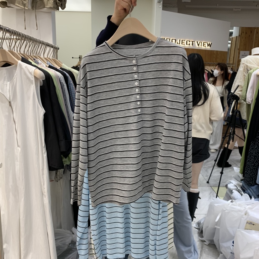 MADEMOISELL韓國東大門代購女裝新款26春夏推薦職業長袖T恤MADEMOISELL長袖T恤圖色2