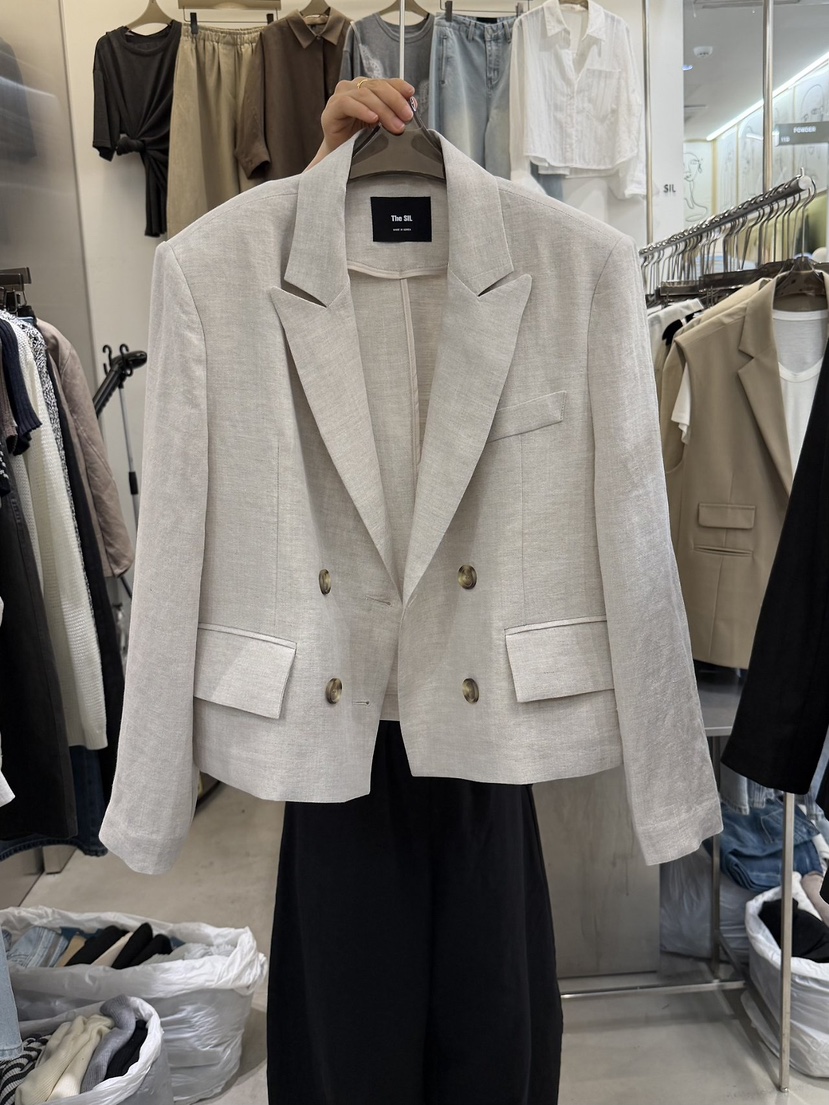 THE SIL韓國代購女裝新品26春夏職業推薦人氣26夏季夾克亞麻THE SIL/1 2ILLY夾克圖色1