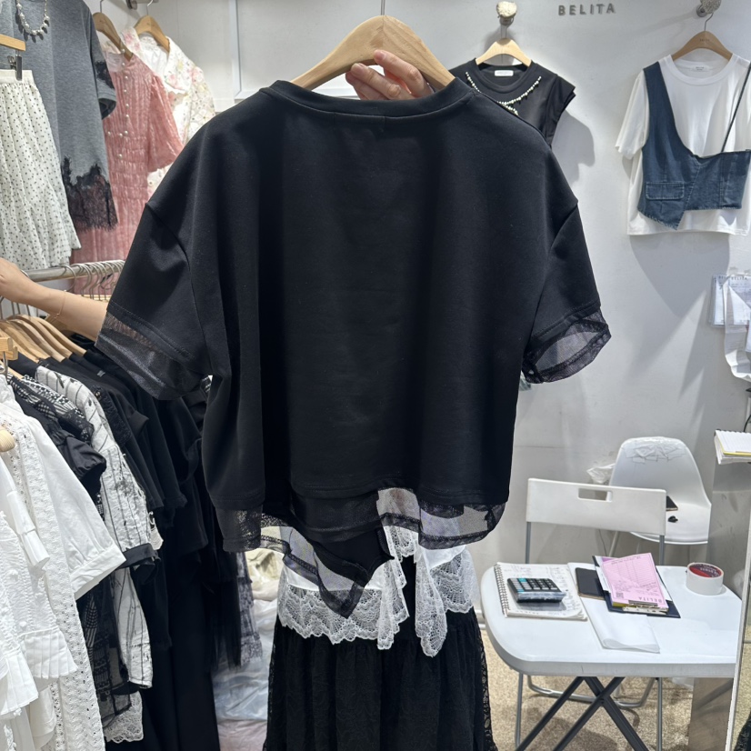 BELITA韓國直郵女裝新款推薦職業26春夏時尚26夏季T恤網狀BELITAT恤