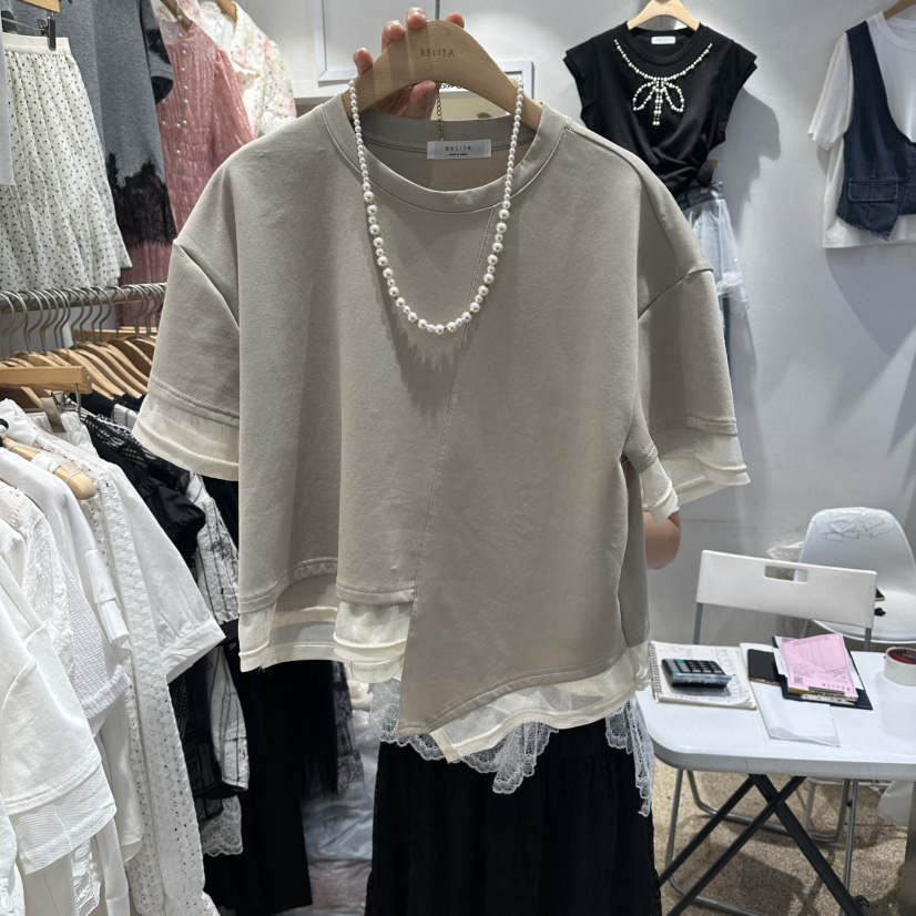 BELITA韓國直郵女裝新款推薦職業26春夏時尚26夏季T恤網狀BELITAT恤圖色3