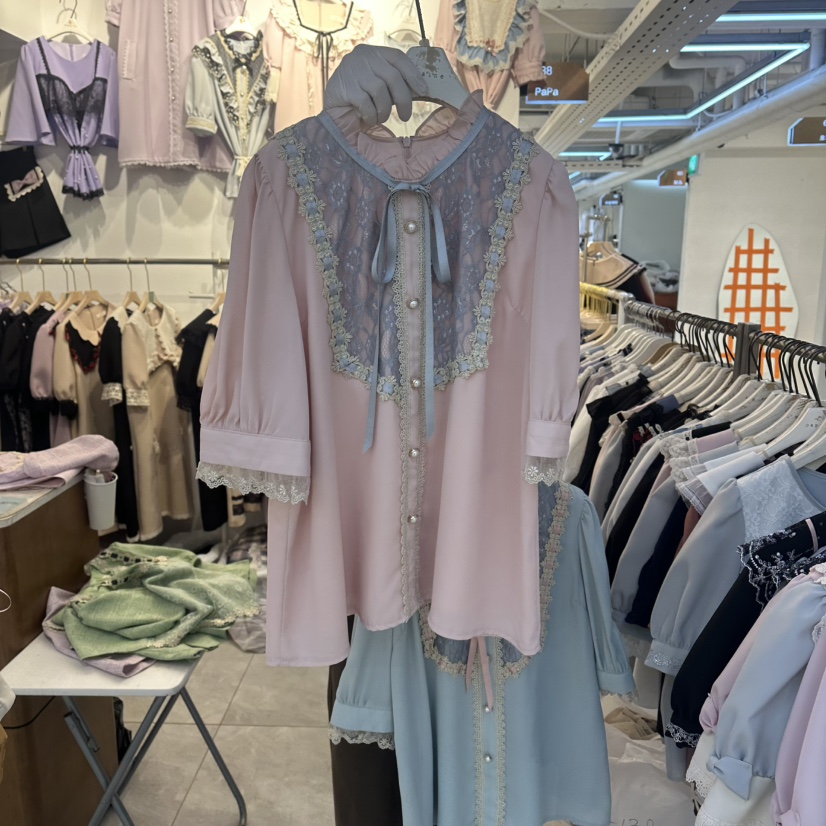 PAPA韓國東大門直郵女士新款時尚26夏季職業熱賣襯衫蕾絲衫Papaine/HALMADE襯衫/蕾絲衫圖色2