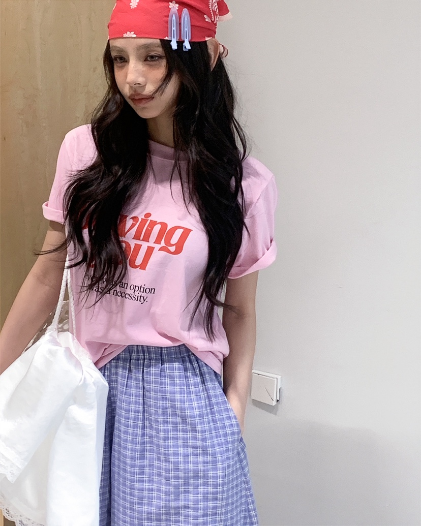 LIVE AID-P東大門實拍女裝新品推薦時尚真品休閑26春夏T恤LIVE AID-PT恤