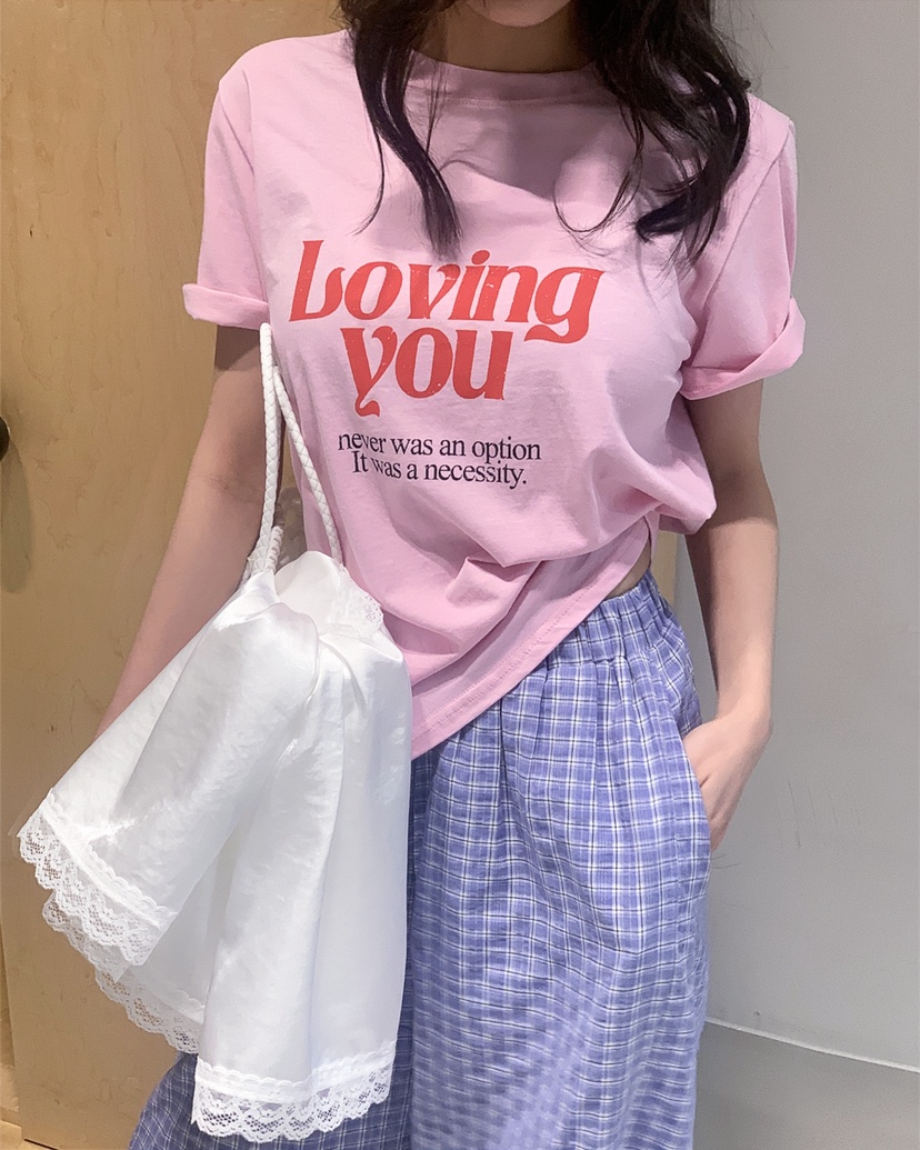 LIVE AID-P東大門實拍女裝新品推薦時尚真品休閑26春夏T恤LIVE AID-PT恤