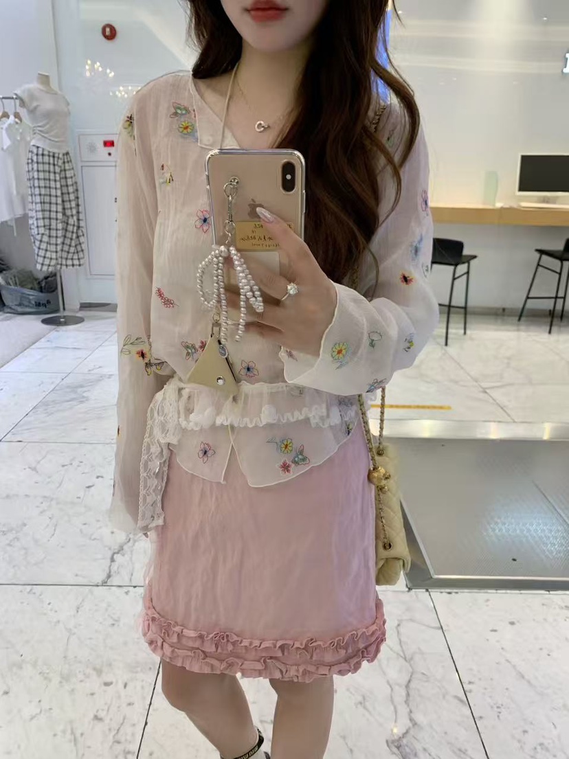 MOVENNE韓國代購女士新款真品26春夏休閑半身裙中短裙荷葉邊MOVENNE半身裙/中短裙