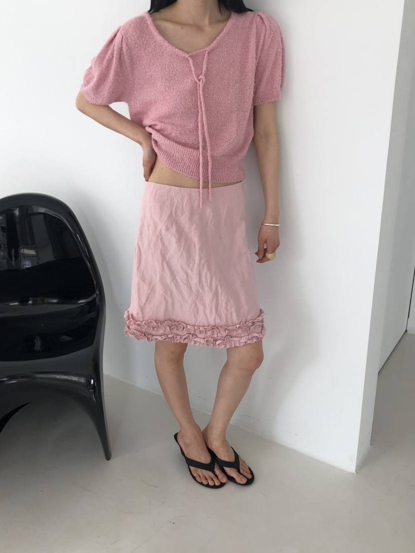 MOVENNE韓國代購女士新款真品26春夏休閑半身裙中短裙荷葉邊MOVENNE半身裙/中短裙