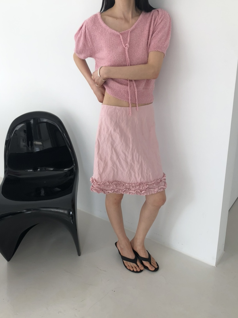 MOVENNE韓國代購女士新款真品26春夏休閑半身裙中短裙荷葉邊MOVENNE半身裙/中短裙