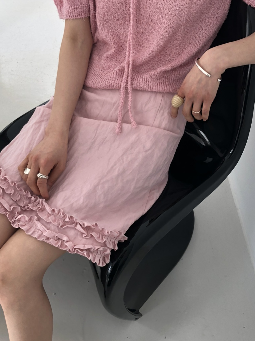 MOVENNE韓國代購女士新款真品26春夏休閑半身裙中短裙荷葉邊MOVENNE半身裙/中短裙