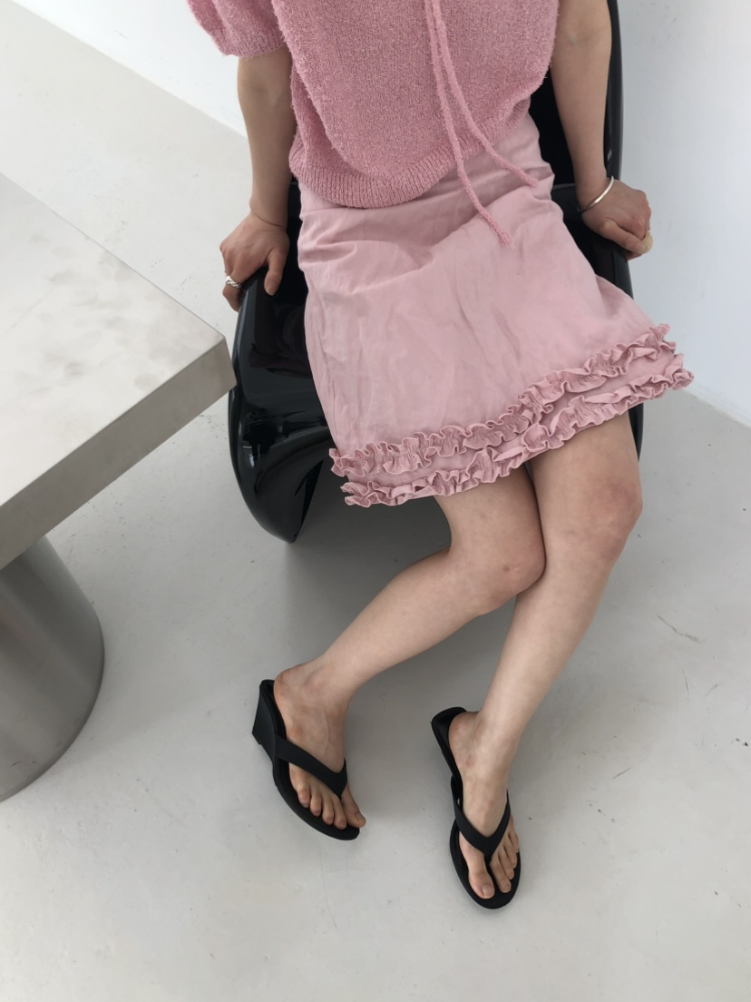 MOVENNE韓國代購女士新款真品26春夏休閑半身裙中短裙荷葉邊MOVENNE半身裙/中短裙