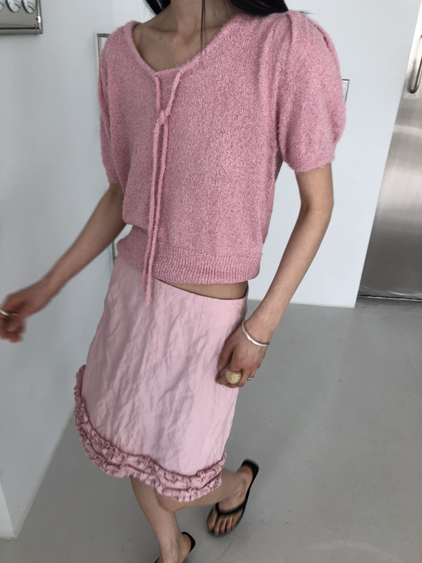 MOVENNE韓國代購女士新款真品26春夏休閑半身裙中短裙荷葉邊MOVENNE半身裙/中短裙