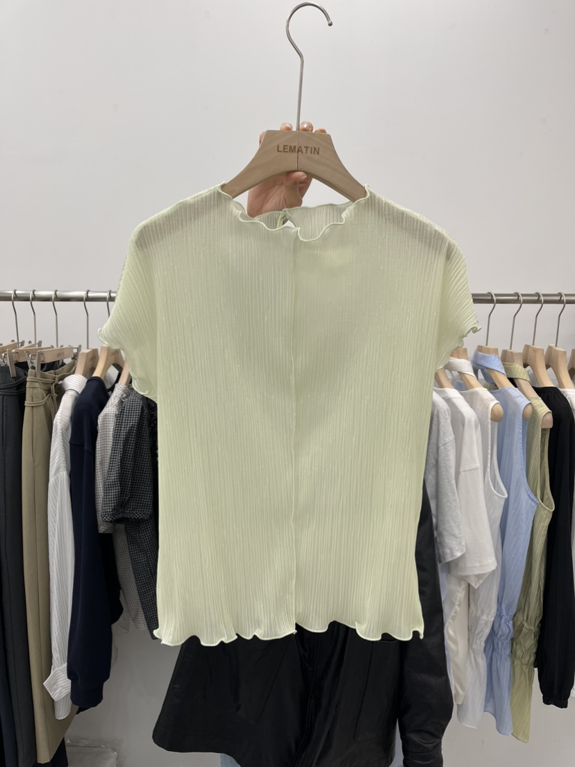 LEMATIN韓國代購女士新款26春夏休閑真品職業推薦T恤褶裥LEMATINT恤圖色1