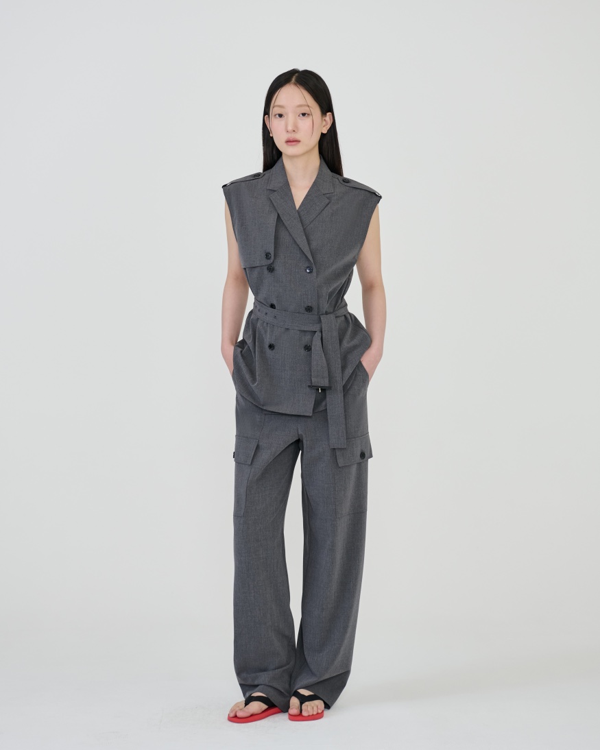 STAGE東大門直郵女士新品熱賣推薦休閑職業人氣馬甲含腰帶STAGE馬甲