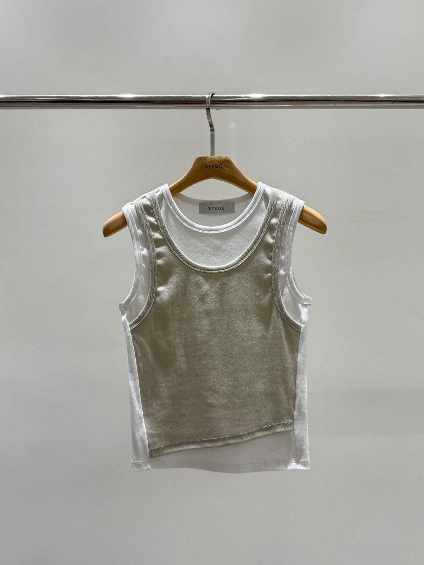 STAGE東大門實拍女裝新品26春夏休閑時尚真品吊帶背心假兩件STAGE吊帶/背心圖色1