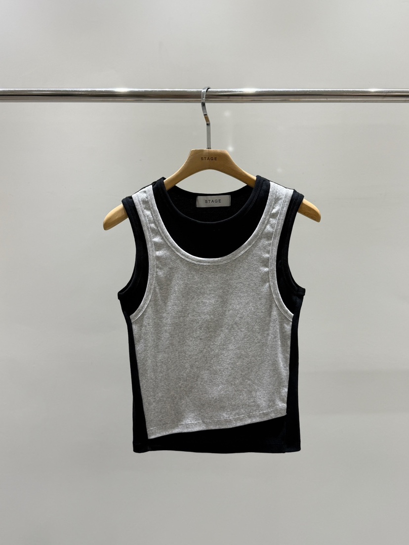 STAGE東大門實拍女裝新品26春夏休閑時尚真品吊帶背心假兩件STAGE吊帶/背心圖色2