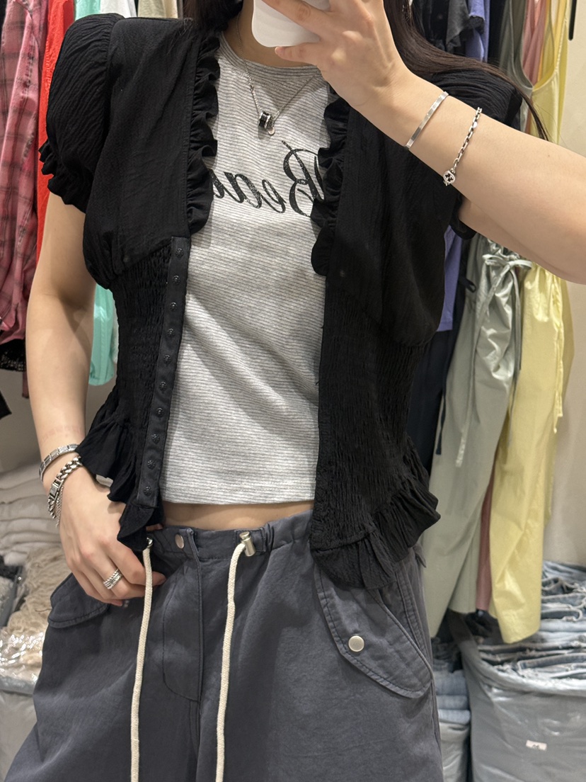 SHIRRING韓國直郵女裝新款真品26春夏推薦休閑襯衫蕾絲衫SHIRRING襯衫/蕾絲衫