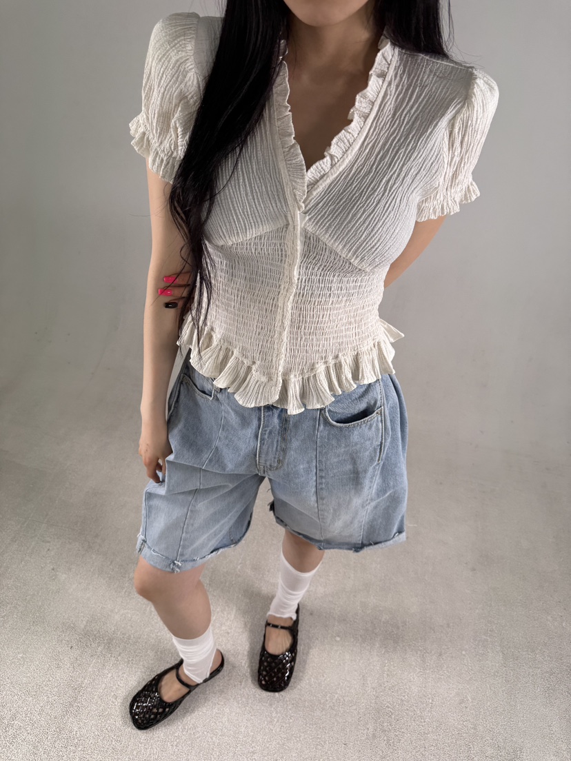 SHIRRING韓國直郵女裝新款真品26春夏推薦休閑襯衫蕾絲衫SHIRRING襯衫/蕾絲衫