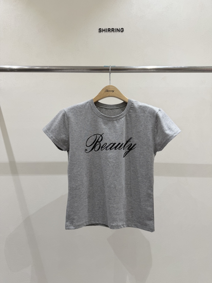 SHIRRING東大門實拍女士新款職業熱賣26春夏時尚休閑推薦T恤SHIRRINGT恤圖色1