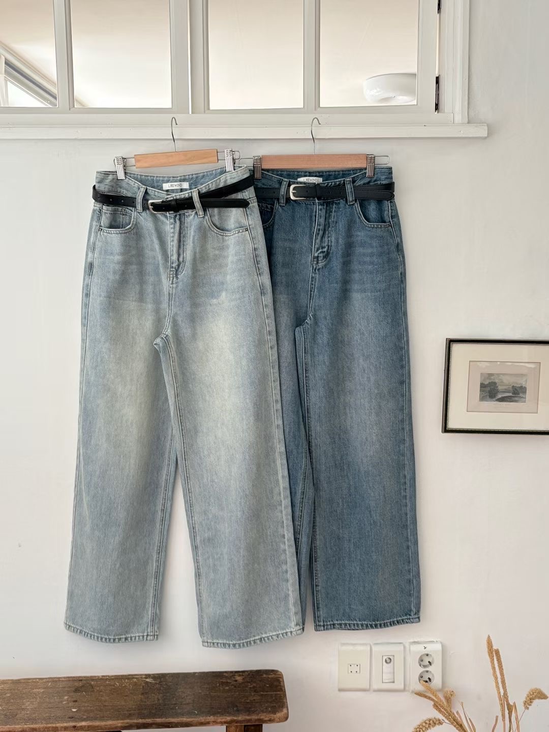 L.REWIND韓國直郵女裝新品26春夏時尚牛仔褲直筒牛仔含腰帶L.REWIND牛仔褲