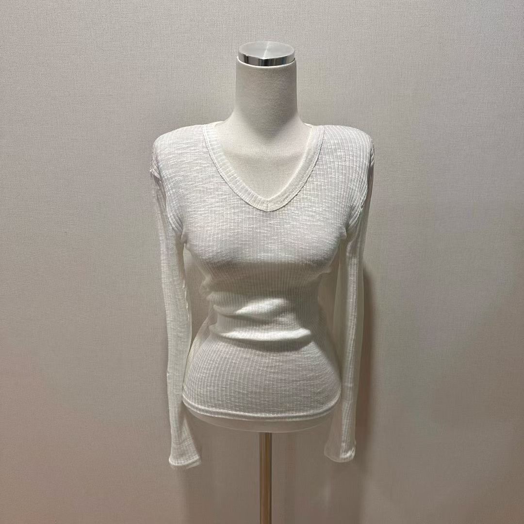 ISABELLA韓國代購女裝新款職業26春夏真品休閑長袖T恤V領ISABELLA長袖T恤圖色2