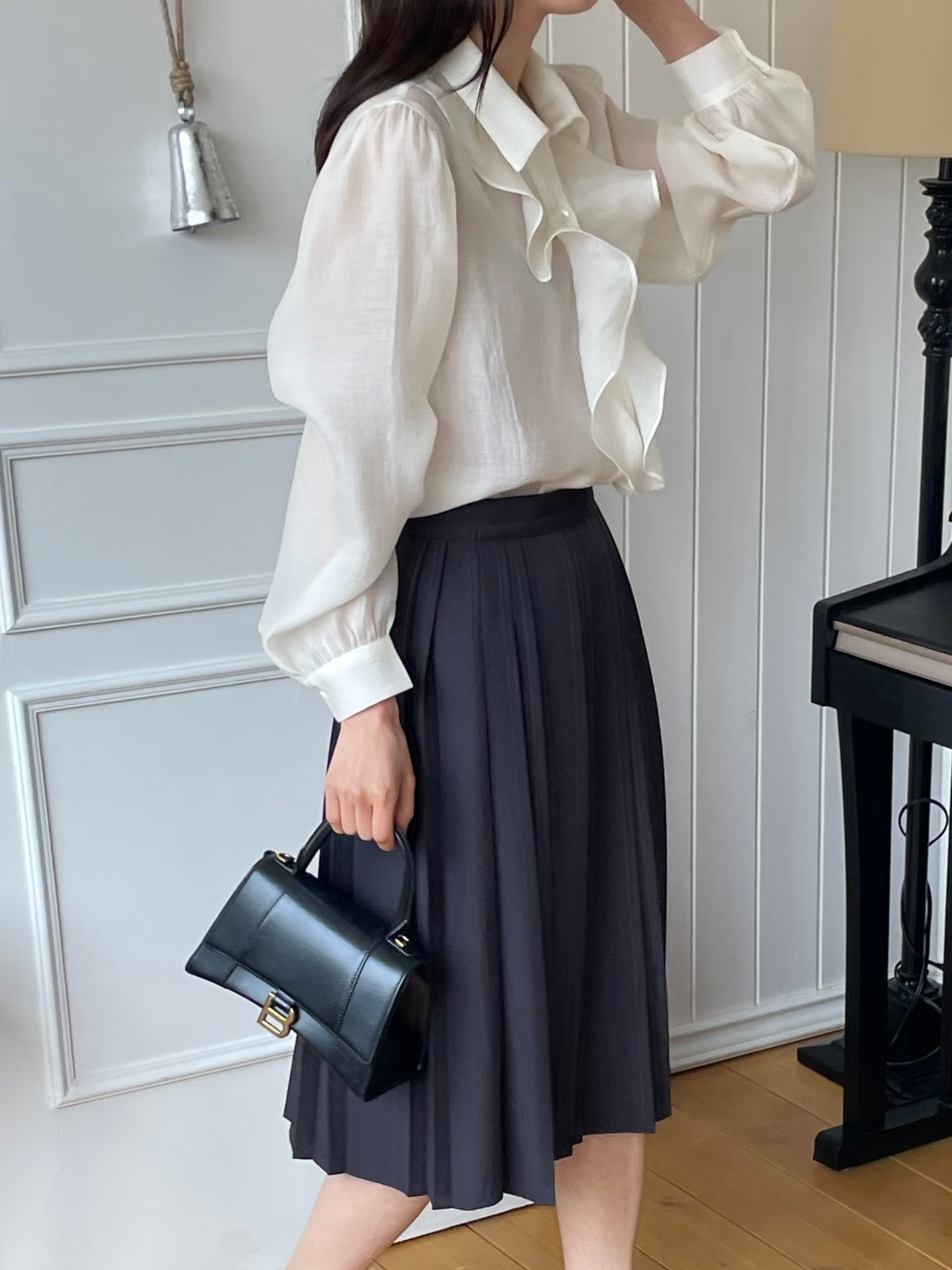 L.REWIND韓國直郵女裝新款職業26春夏人氣時尚襯衫蕾絲衫L.REWIND襯衫/蕾絲衫