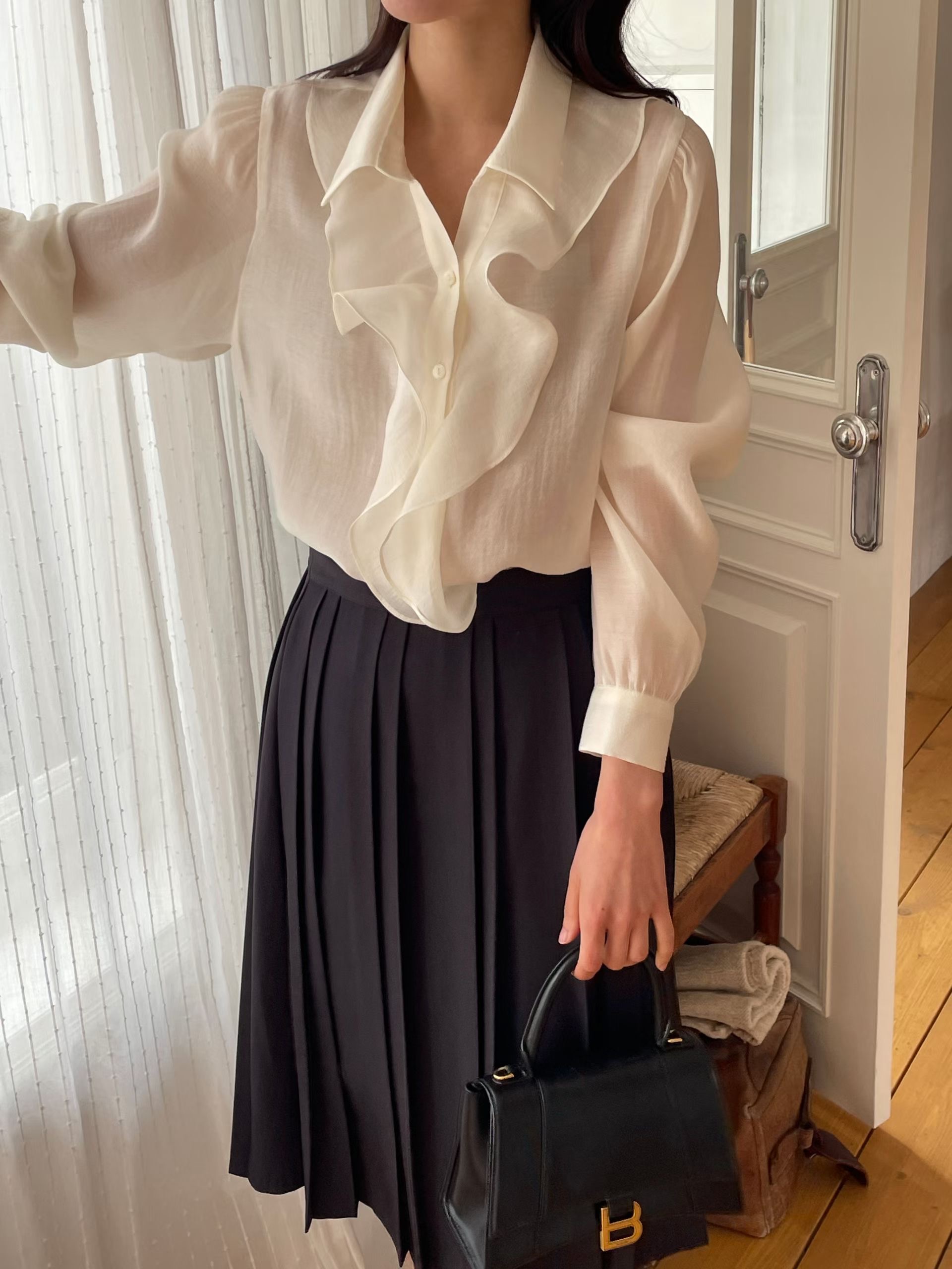 L.REWIND韓國直郵女裝新款職業26春夏人氣時尚襯衫蕾絲衫L.REWIND襯衫/蕾絲衫