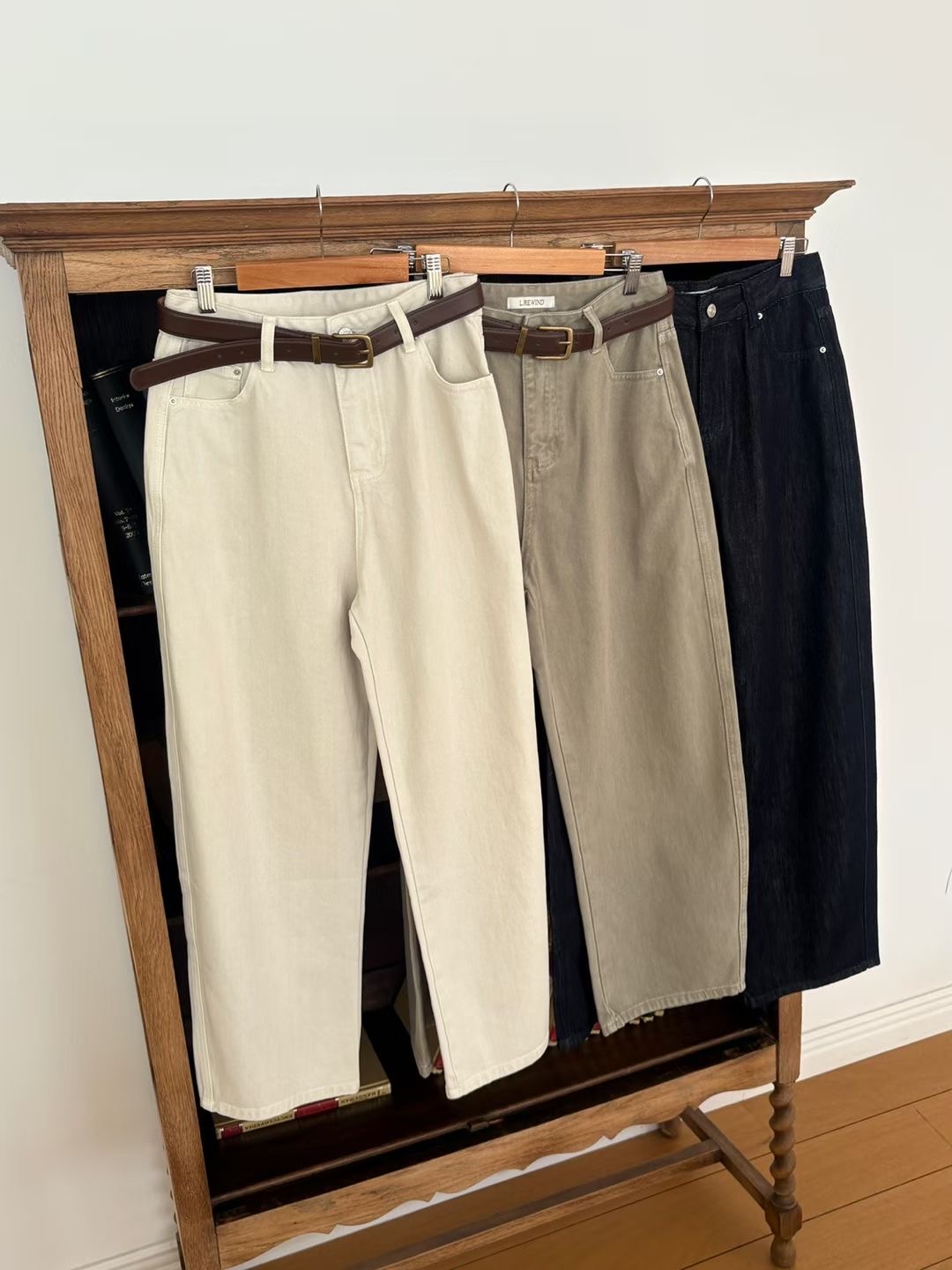 L.REWIND韓國代購女士新款時尚推薦26春夏牛仔褲不含腰帶L.REWIND牛仔褲圖色3左三色