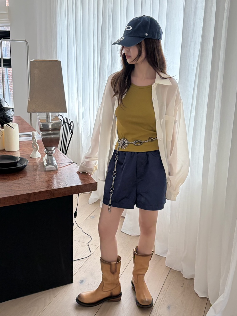 PEBBLE韓國直郵實拍女士新品休閑26春夏人氣推薦熱賣短褲緞PEBBLE短褲