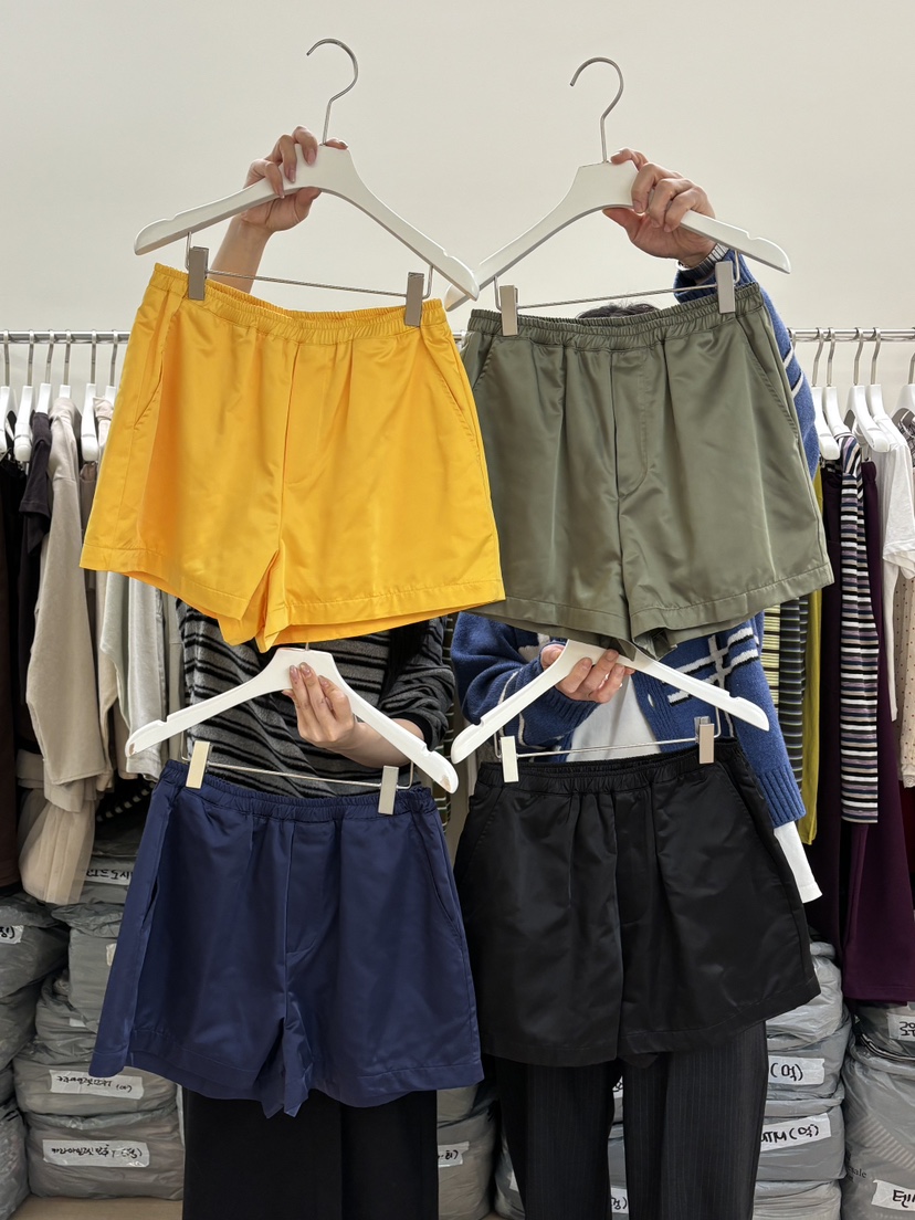 PEBBLE韓國直郵實拍女士新品休閑26春夏人氣推薦熱賣短褲緞PEBBLE短褲