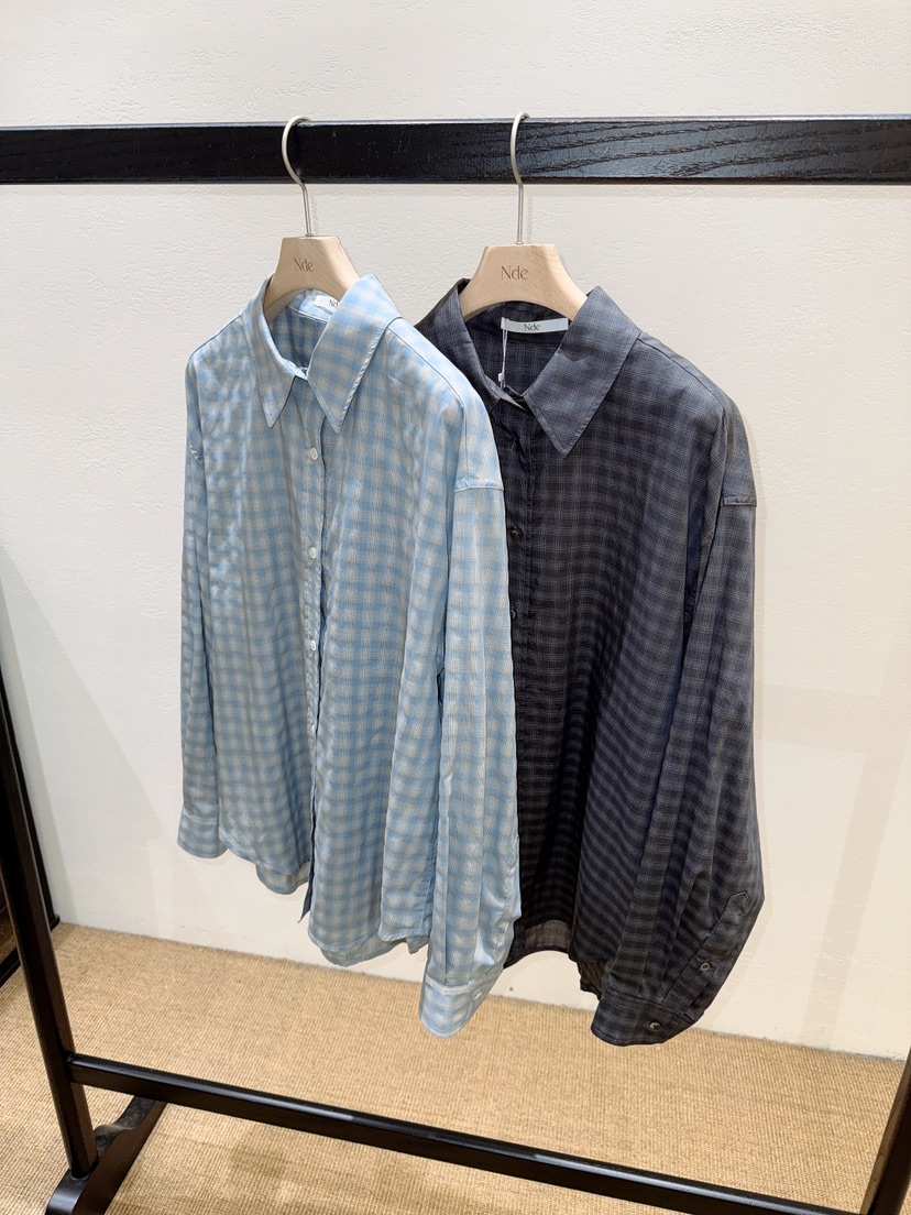 NDE韓國東大門代購女士新款休閑人氣26春夏襯衫蕾絲衫格子BOHEME_NDE襯衫/蕾絲衫