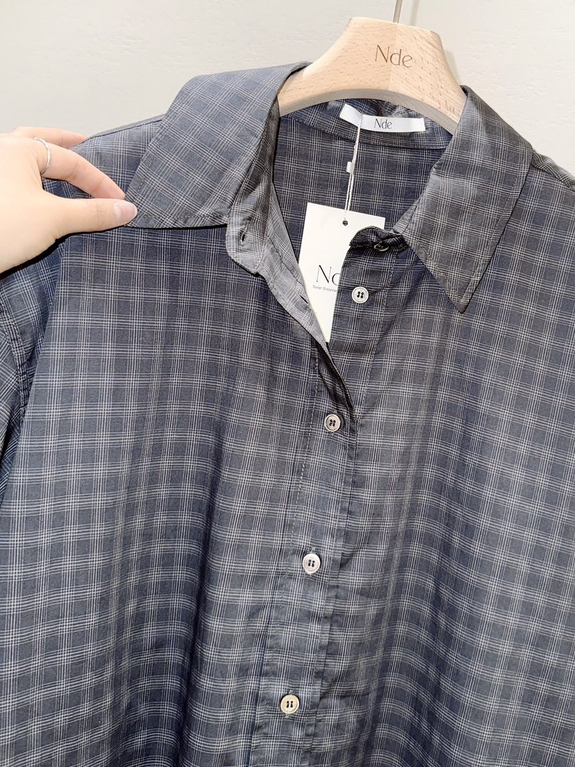 NDE韓國東大門代購女士新款休閑人氣26春夏襯衫蕾絲衫格子BOHEME_NDE襯衫/蕾絲衫