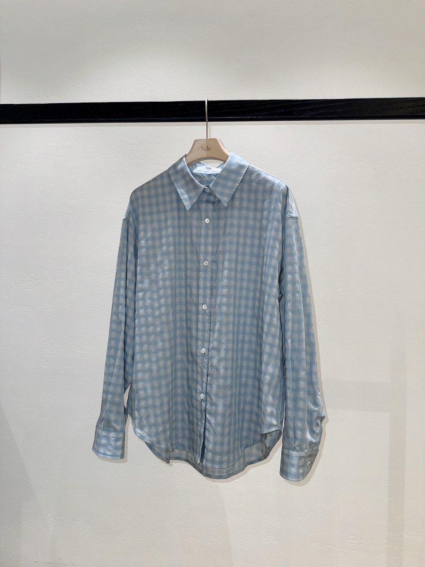 NDE韓國東大門代購女士新款休閑人氣26春夏襯衫蕾絲衫格子BOHEME_NDE襯衫/蕾絲衫圖色1