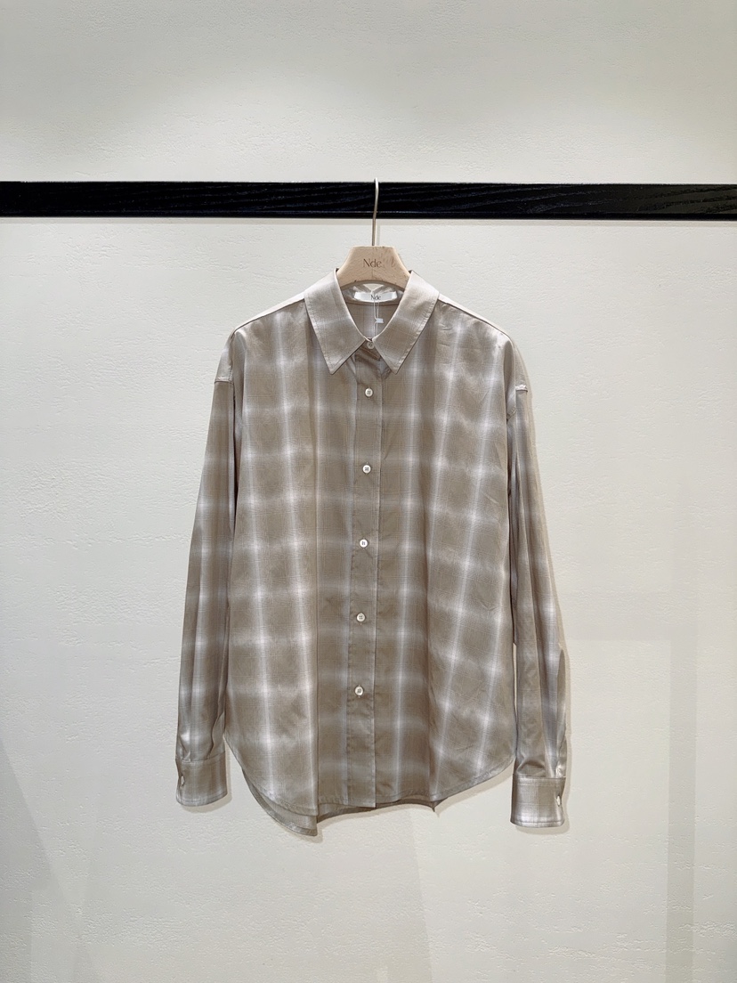 NDE韓國東大門代購女士新款休閑人氣26春夏襯衫蕾絲衫格子BOHEME_NDE襯衫/蕾絲衫圖色2