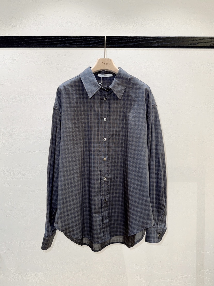 NDE韓國東大門代購女士新款休閑人氣26春夏襯衫蕾絲衫格子BOHEME_NDE襯衫/蕾絲衫圖色3