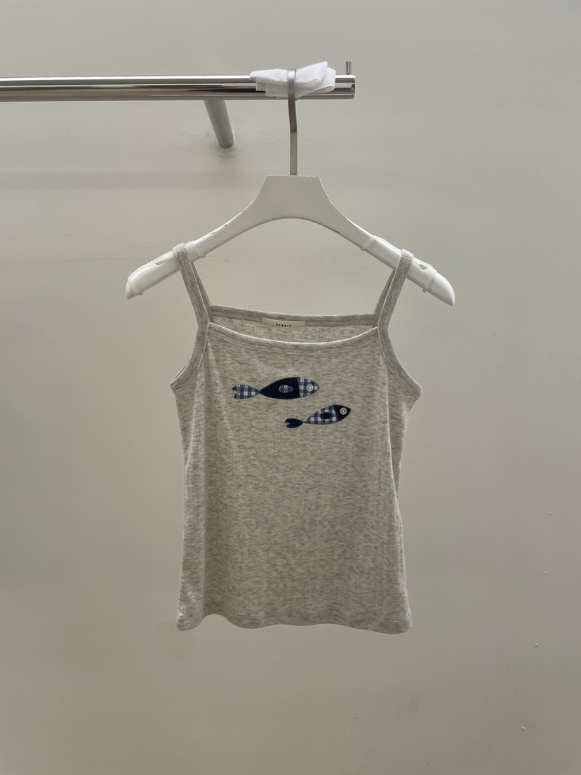 PEBBLE韓國代購女士新款推薦休閑人氣熱賣時尚吊帶背心刺繡PEBBLE吊帶/背心圖色2