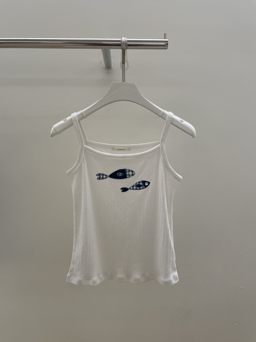 PEBBLE韓國代購女士新款推薦休閑人氣熱賣時尚吊帶背心刺繡PEBBLE吊帶/背心圖色3