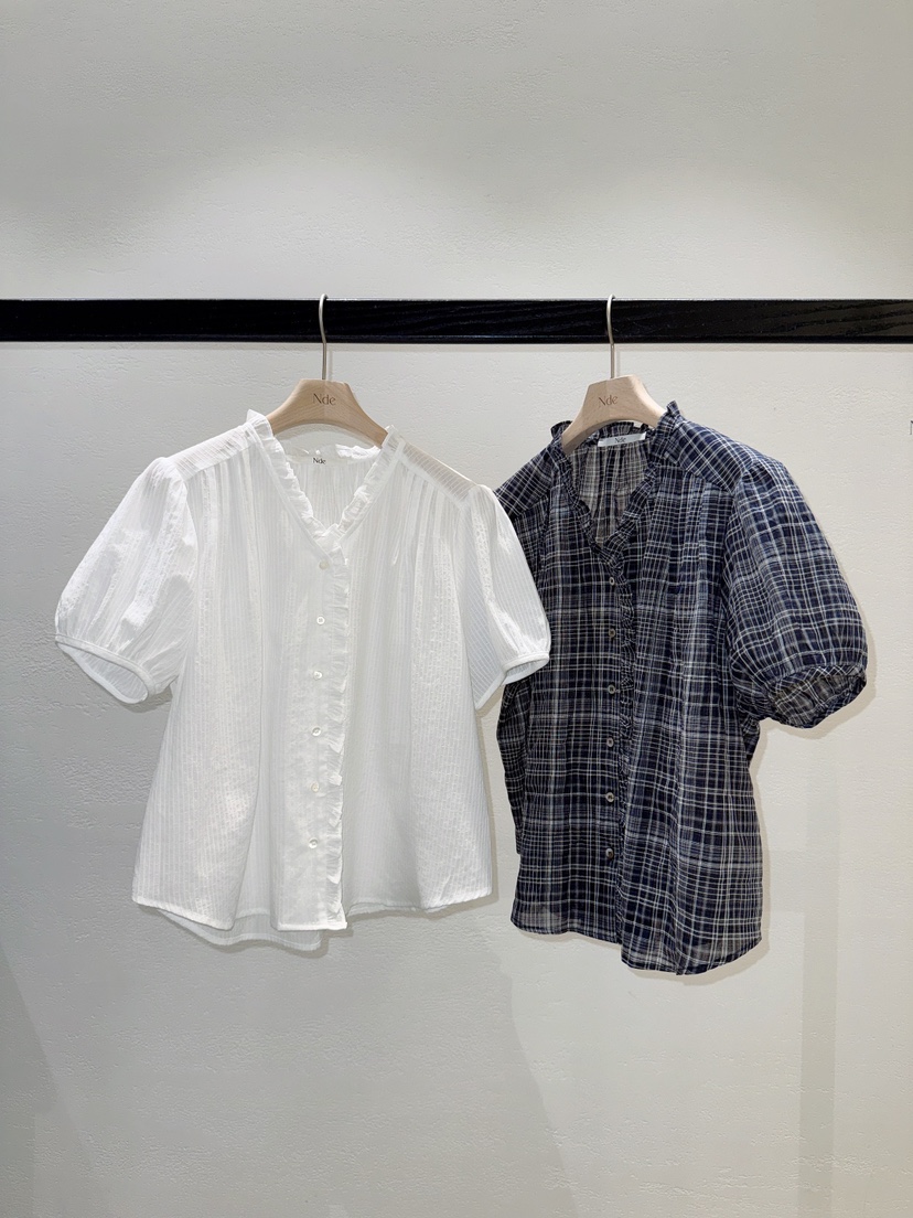 NDE韓國直郵實拍女裝新品職業熱賣人氣休閑襯衫蕾絲衫泡泡袖BOHEME_NDE襯衫/蕾絲衫