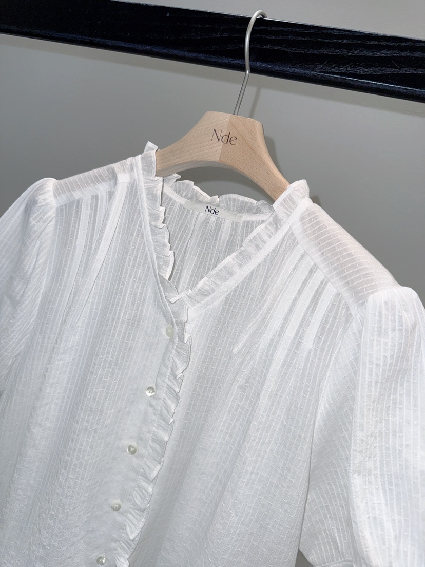 NDE韓國直郵實拍女裝新品職業熱賣人氣休閑襯衫蕾絲衫泡泡袖BOHEME_NDE襯衫/蕾絲衫