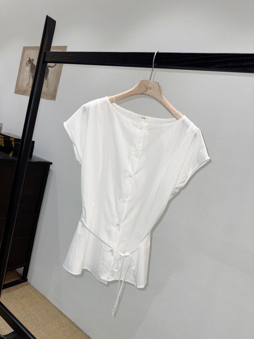 NDE韓國東大門直郵女裝新品職業26春夏推薦襯衫蕾絲衫含腰繩BOHEME_NDE襯衫/蕾絲衫圖色2