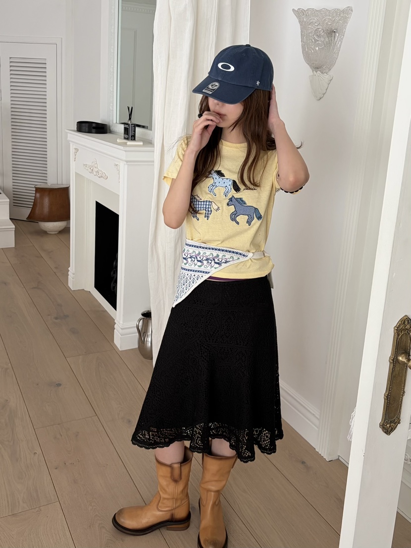 PEBBLE韓國直郵女士新品26夏季26春夏人氣職業休閑T恤刺繡PEBBLET恤