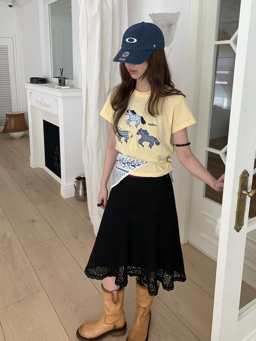 PEBBLE韓國直郵女士新品26夏季26春夏人氣職業休閑T恤刺繡PEBBLET恤