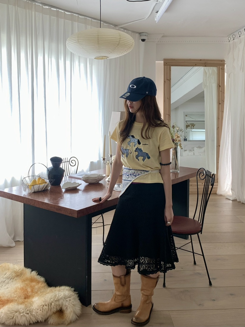 PEBBLE韓國直郵女士新品26夏季26春夏人氣職業休閑T恤刺繡PEBBLET恤