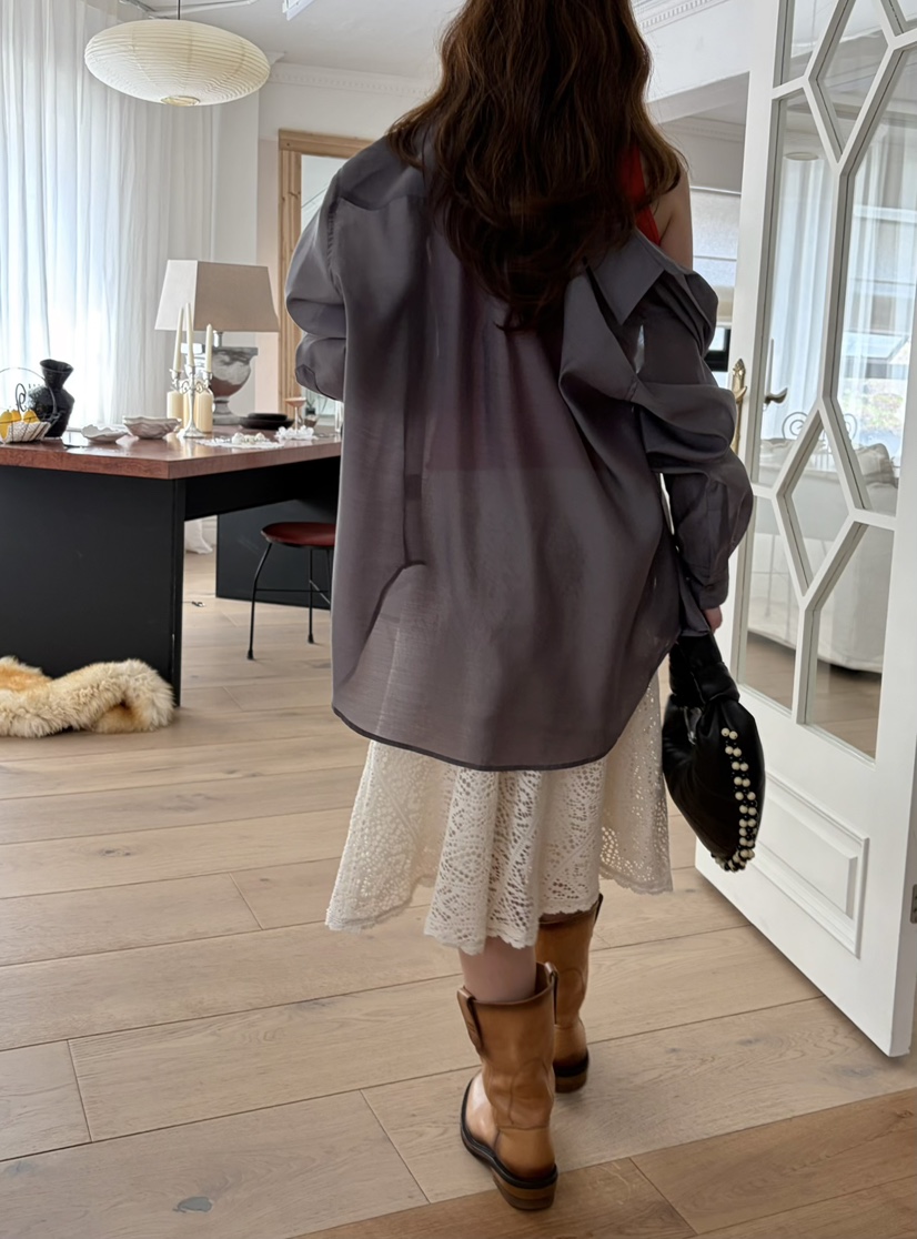 PEBBLE韓國代購女士新款熱賣26夏季休閑26春夏襯衫蕾絲衫PEBBLE襯衫/蕾絲衫