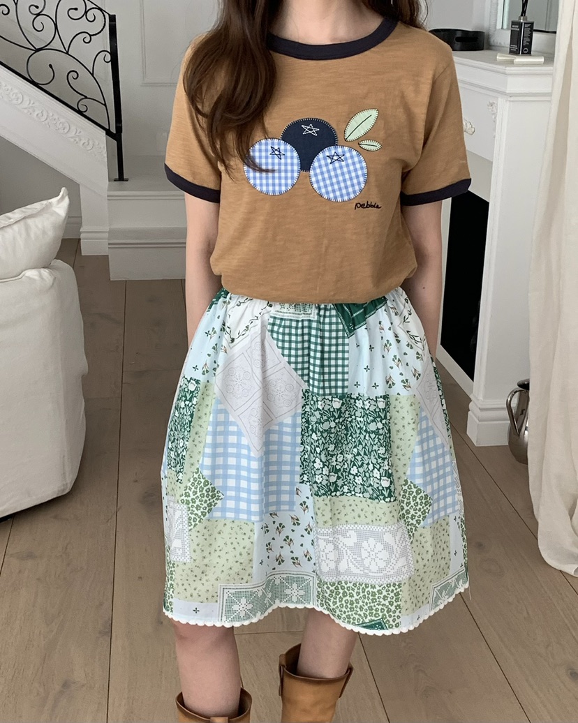 PEBBLE東大門實拍韓國女士新品時尚休閑26夏季人氣T恤刺繡PEBBLET恤