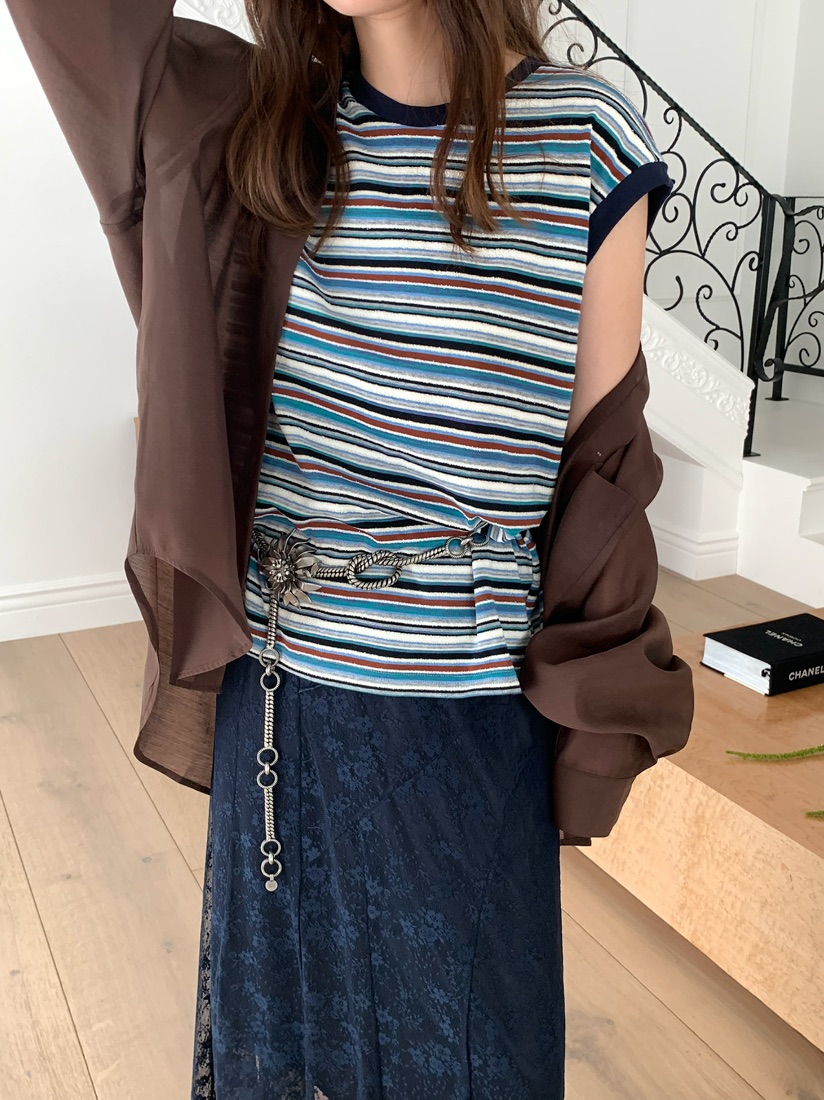 PEBBLE韓國直郵女士新款休閑26春夏推薦26夏季吊帶背心條紋PEBBLE吊帶/背心