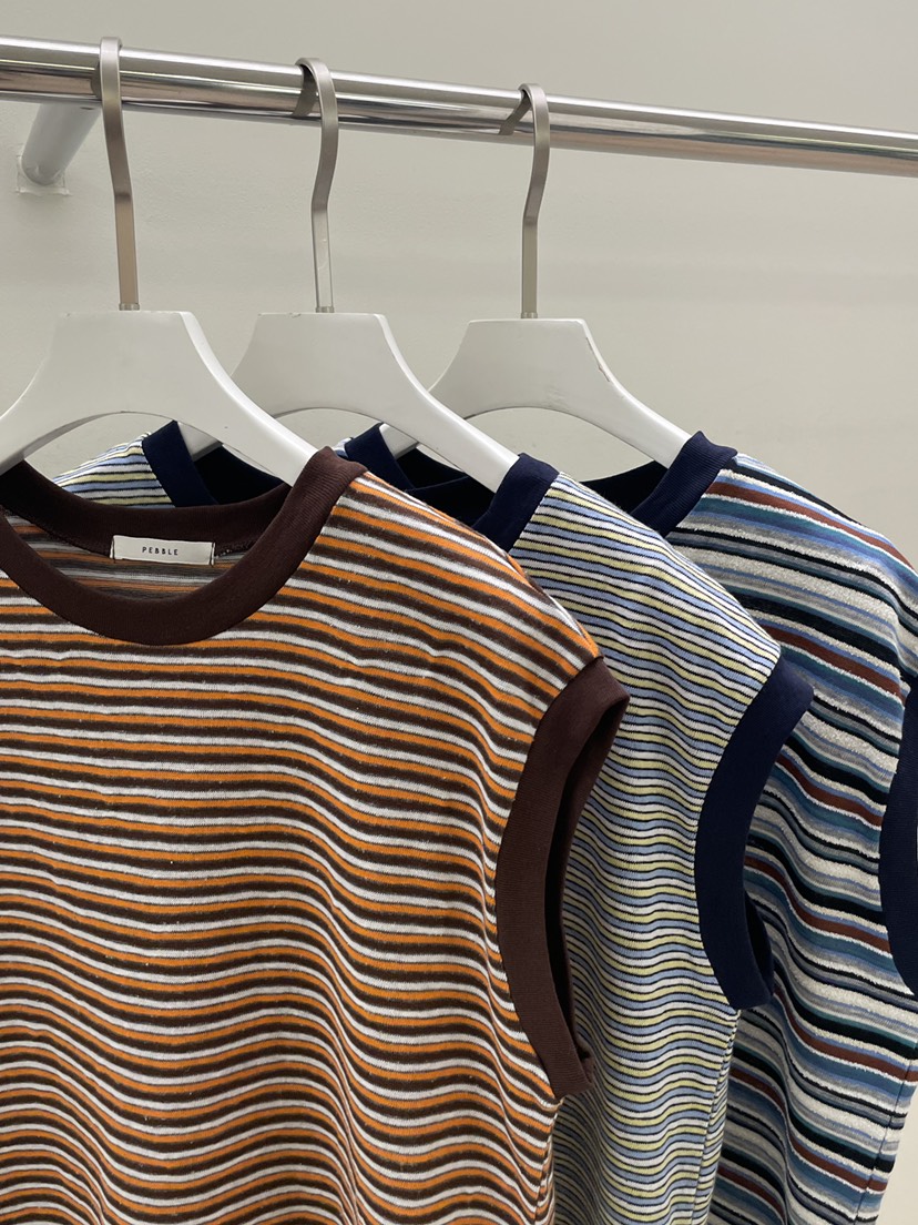 PEBBLE韓國直郵女士新款休閑26春夏推薦26夏季吊帶背心條紋PEBBLE吊帶/背心