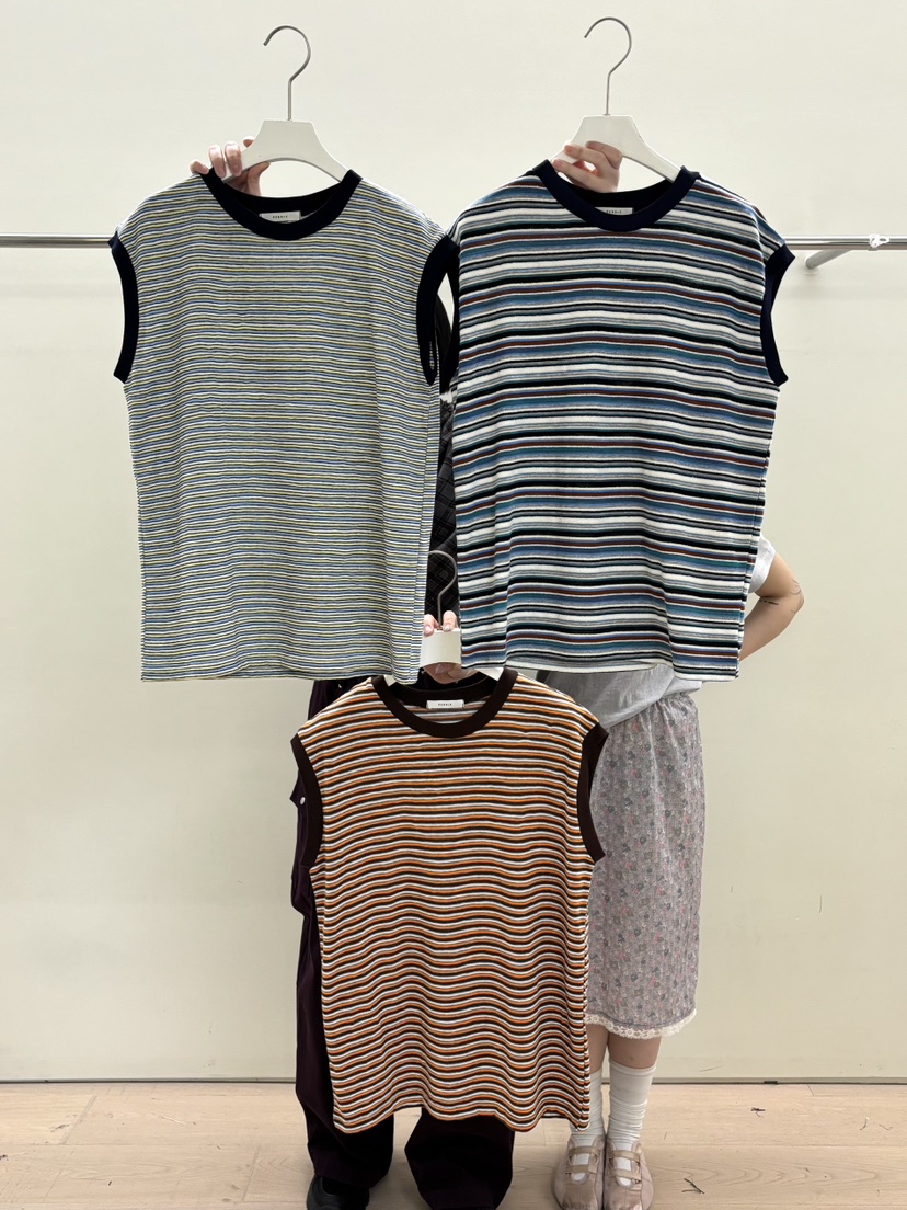 PEBBLE韓國直郵女士新款休閑26春夏推薦26夏季吊帶背心條紋PEBBLE吊帶/背心