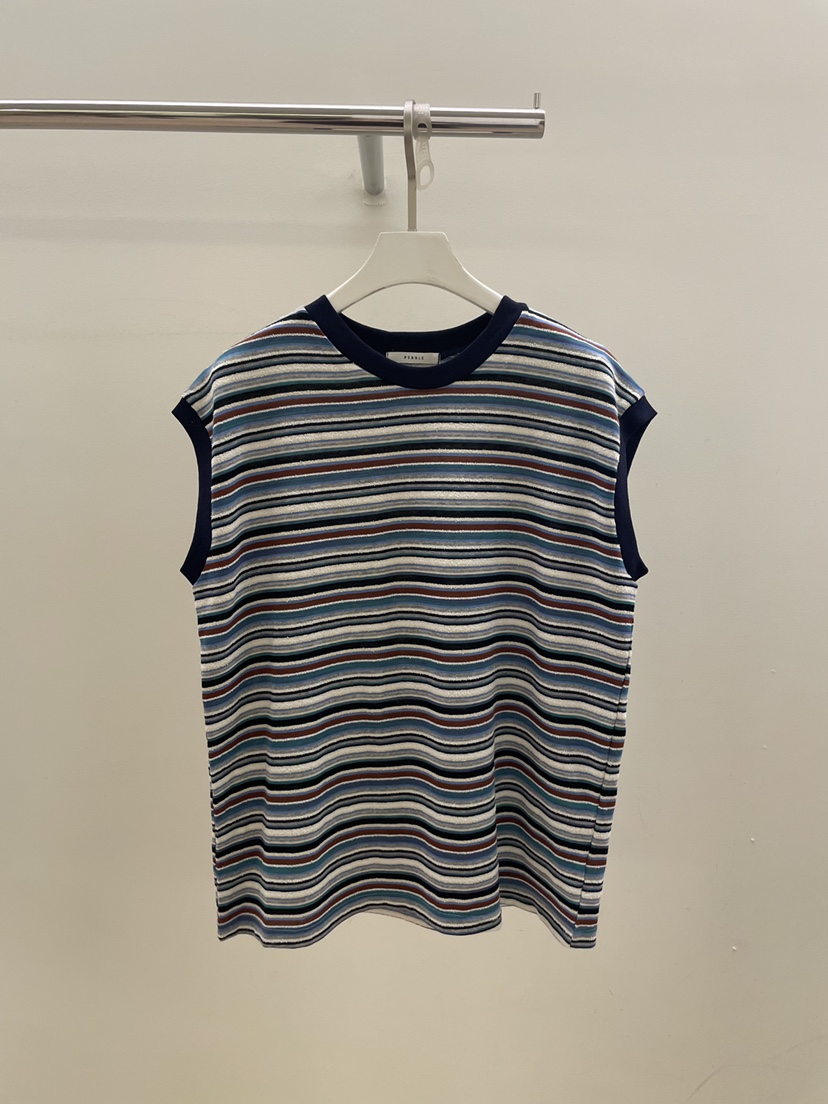 PEBBLE韓國直郵女士新款休閑26春夏推薦26夏季吊帶背心條紋PEBBLE吊帶/背心圖色1