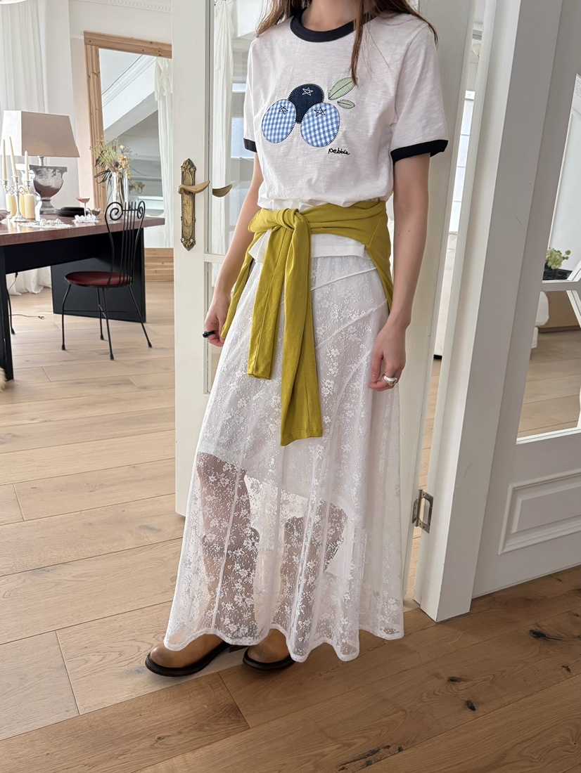 PEBBLE韓國直郵女士新款26春夏人氣時尚熱賣休閑長裙蕾絲PEBBLE長裙