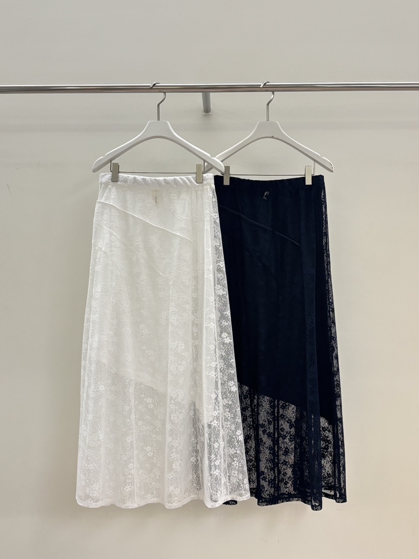 PEBBLE韓國直郵女士新款26春夏人氣時尚熱賣休閑長裙蕾絲PEBBLE長裙