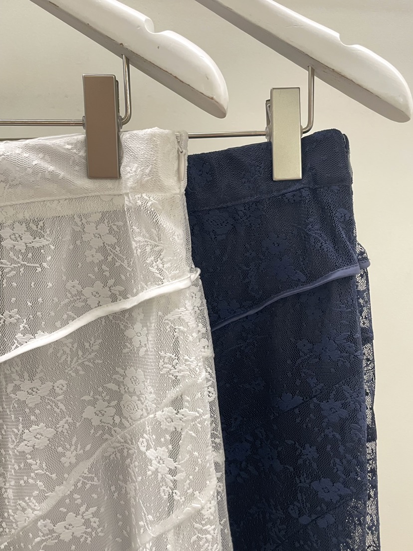 PEBBLE韓國直郵女士新款26春夏人氣時尚熱賣休閑長裙蕾絲PEBBLE長裙